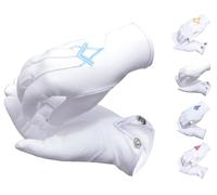 Hamilton Kilts White Cotton Gloves Parade Compass Masonic Regalia Freemason party Gift, Blue, XL