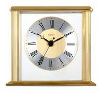 Acctim Hamilton Mantel Clock Quartz Brushed Metal & Glass Floating Effect Energy Efficient Brass
