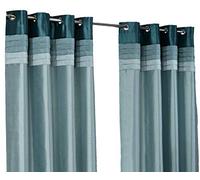 Hamilton McBride Seattle Teal Ring Top / Eyelet Fully Lined Readymade Curtain Pair 46x72in(116x182cm) Approx