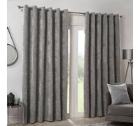 Hamilton McBride Silver Italian Velvet Blackout Eyelet Curtains (46" x 54")