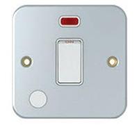 Hamilton MCDPNCWH-W Metal Clad Double Pole Switch with Neon Indicator, 20A, White