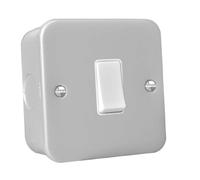 Hamilton MCR21WH-W Metal Clad 1 Gang 2-Way Switch, White Rocker, 10A, Double Pole, Surface Mount