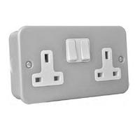 Hamilton Mcss2Wh-W 2 Gang Metal Clad Double Socket