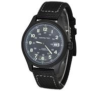 Hamilton Men's 42mm Black Canvas Band Titanium Case S. Sapphire Automatic Analog Watch H70575733
