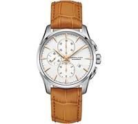 Hamilton Men's Chronograph Automatic Watch Jazzmaster Swiss Made | Swiss Made, White Dial Analog Watch, Water Resistance 100m, Sapphire Crystal, Calf Leather Strap