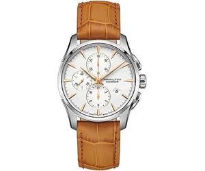 Hamilton Men's Chronograph Automatic Watch Jazzmaster Swiss Made | Swiss Made, White Dial Analog Watch, Water Resistance 100m, Sapphire Crystal, Calf Leather Strap