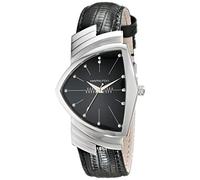 Hamilton Mens H24411732 Ventura Stainless Steel Watch with Black Leather Band, Black, 31 mm, Quartz Movement