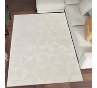 Hamilton Modern Metallic Sheen Area Rug - Mosaic Geometric Triangle Design Cream 160Cm X 230Cm