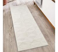 Desire Rugs Hamilton Modern Metallic Sheen Area Rug - Mosaic Geometric Triangle Design in Cream | Size: 60 cm x 220 cm Desire Rugs Cream 60 cm x 220 cm