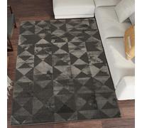 Desire Rugs Hamilton Modern Metallic Sheen Area Rug - Mosaic Geometric Triangle Design Dark Grey 200Cm X 290Cm, Purple
