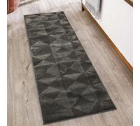Desire Rugs Hamilton Modern Metallic Sheen Area Rug - Mosaic Geometric Triangle Design in Dark Grey | Size: 60 cm x 220 cm Desire Rugs Dark Grey 60 cm x 220 cm