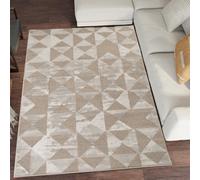 Desire Rugs Hamilton Modern Metallic Sheen Area Rug - Mosaic Geometric Triangle Design in Taupe | Size: 120 cm x 170 cm Desire Rugs Taupe 120 cm x 170 cm