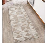 Desire Rugs Hamilton Modern Metallic Sheen Area Rug - Mosaic Geometric Triangle Design in Taupe | Size: 60 cm x 220 cm Desire Rugs Taupe 60 cm x 220 cm