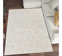 Desire Rugs Hamilton Modern Metallic Sheen Area Rug - Mosaic Geometric Triangle Design in Cream | Size: 80 cm x 150 cm Desire Rugs Cream 80 cm x 150 cm