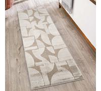 Hamilton Modern Sheen Area Rug - Abstract Motif Geometric Lines Design Mocha 60Cm X 220Cm