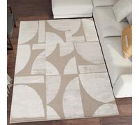 Hamilton Modern Sheen Area Rug - Abstract Motif Geometric Lines Design Mocha 80Cm X 150Cm