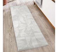 Desire Rugs Hamilton Modern Sheen Area Rug - Abstract Motif Geometric Lines Design Silver 60Cm X 220Cm, Silver