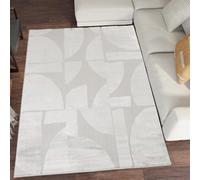 Hamilton Modern Sheen Area Rug - Abstract Motif Geometric Lines Design Silver 80Cm X 150Cm