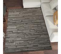 Hamilton Modern Sheen Area Rug - Blocked Bold Geometric Design Dark Grey 120Cm X 170Cm