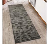Desire Rugs Hamilton Modern Sheen Area Rug - Blocked Bold Geometric Design in Dark Grey | Size: 60 cm x 220 cm Desire Rugs Dark Grey 60 cm x 220 cm