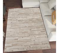Hamilton Modern Sheen Area Rug - Blocked Bold Geometric Design Desire Rugs Taupe 80cm x 150cm