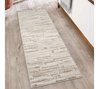 Desire Rugs Hamilton Modern Sheen Area Rug - Blocked Bold Geometric Design in Taupe | Size: 60 cm x 220 cm Desire Rugs Taupe 60 cm x 220 cm