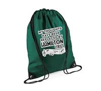 Hamilton Musical Gift, My Thoughts Have Been Replaced by Hamilton Lyrics, Gift Drawstring Bag, PE Gym Kit, Swimming Rucksack. (Bottle Green)