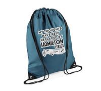 Hamilton Musical Gift, My Thoughts Have Been Replaced by Hamilton Lyrics, Gift Drawstring Bag, PE Gym Kit, Swimming Rucksack. (Airforce Blue)