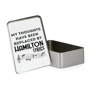 Hamilton Musical Gift, My Thoughts Have Been Replaced by Hamilton Lyrics, Metal Tin Storage Box Biscuit Chocolate Tin Emergency Stuff Tin. (Rectangular)