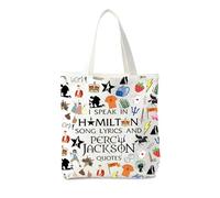 Hamilton Musical Themed Canvas Tote Bag, Reusable Shopping Bag, Womens Tote Bag for Musical Fan Gift, Gym, Work, Travel, Outdoors