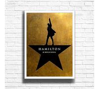 Hamilton Poster Print, Musical Print, A4 A3 West End Broadway Theatre Show, Wall Art Deco Special Canvas West End Print, London theatre art frame options (A4 Framed (White))