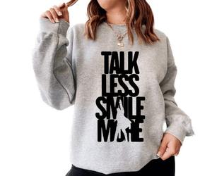 Hamilton TALK LESS SMILE MORE HAMILTON hamilton musical Sweatshirt (as8, alpha, m, regular, regular, GREY)
