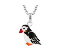 Hamilton & Young Peggy Puffin Bird Sterling Silver with Enamel Pendant on a 16/18" Sterling Silver Chain - Gift Boxed