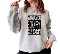 Hamilton YOUNG SCRAPPY HUNGRY hamilton musical Sweatshirt (as8, alpha, s, regular, regular, GREY)