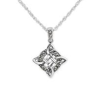 Hamilton & Young Sterling Silver Celtic Eternity Knot Pendant Necklace - Marcasite Stone Detail - 925 Silver Infinity Knotwork Design - Celtic Heritage Gift for Women
