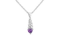 Hamilton & Young Sterling Silver Celtic Eternity Knot Pendant with Amethyst-Coloured Stone - 925 Silver Necklace with Adjustable Chain - Celtic Heritage Jewelry Gift for Women