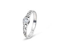 Hamilton & Young Sterling Silver Celtic Eternity Knot Ring with Diamond-Coloured Stone - 925 Silver Symbol of Eternal Love & Unity - Gift for Women (Sizes 6-10)