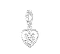 Hamilton & Young Sterling Silver Celtic Heart Dangle Charm - Love Knot Bead Jewellery Gift for Women, Lightweight 925 Silver Keepsake Symbol of Love & Scottish Heritage