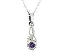Hamilton & Young Sterling Silver Celtic Trinity Knot Necklace with Amethyst Purple Stone - 925 Silver Pendant with Adjustable Chain, Celtic Jewellery Gift for Women