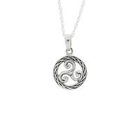 Hamilton & Young Sterling Silver Celtic Triskele Necklace Pendant - Triple Spiral Symbol, 925 Silver Celtic Heritage Jewellery Gift with Adjustable Chain