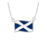 Hamilton & Young Sterling Silver Scotland Flag Necklace - Blue & White Enamel Scottish Saltire Pendant | 925 Silver Chain & Gift Box Included | Proud Scottish Heritage Jewellery for Men & Women