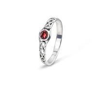Hamilton & Young Women's 925 Sterling Silver Celtic Eternity Knotwork Ring - Ruby Colour Stone