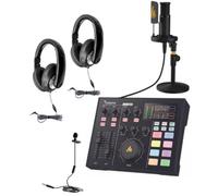 HamiltonBuhl MPSK-INT1 Media Production Studio: Interview Kit #1, Includes: XLR Cardioid Mics, Podcast Mixer, Smart-Trek Deluxe Headphones and Lavalier Microphone