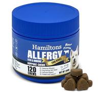 Hamiltons Allergy & Itch Chews for Dogs - 120 Immune Support Soft Chews with Probiotics, Colostrum & Turmeric - Beef Flavour - For Itchy Skin, Seasonal Allergies & Sensitive Dogs