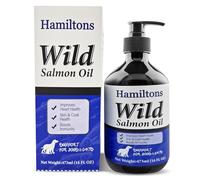 Hamiltons Wild Salmon Oil for Dogs & Cats Pure Natural Omega-3 Supplement | With EPA, DHA & Vitamin E Promotes Healthy Skin, Shiny Coat, Immune,Joint & Heart Support , Liquid Fish Oil for All Breeds