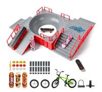 Hamino Finger Skate Park Toy Set Includes Three Finger Skateboards, a Mini Bike, and Fifteen Ramps. It's a Fantastic Toy for All Ages.