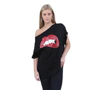 Hamishkane® Bardot Baggy Lagenlook Oversized T Shirt for Women - Slogan Printed Women's Off The Shoulder Batwing Top, Fashionable Going Out Tops for Women UK