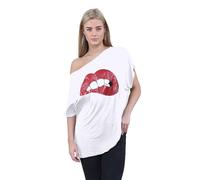Hamishkane® Bardot Baggy Lagenlook Oversized T Shirt for Women - Slogan Printed Women's Off The Shoulder Batwing Top, Fashionable Going Out Tops for Women UK
