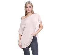Hamishkane® Bardot Baggy Style Oversized T Shirt for Women - New Plain Womens Off The Shoulder Batwing Top, Fashionable Ladies Tops for Casual Party Wear Nude