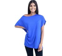 Hamishkane® Bardot Baggy Style Oversized T Shirt for Women - New Plain Womens Off The Shoulder Batwing Top, Fashionable Ladies Tops for Casual Party Wear Royal Blue